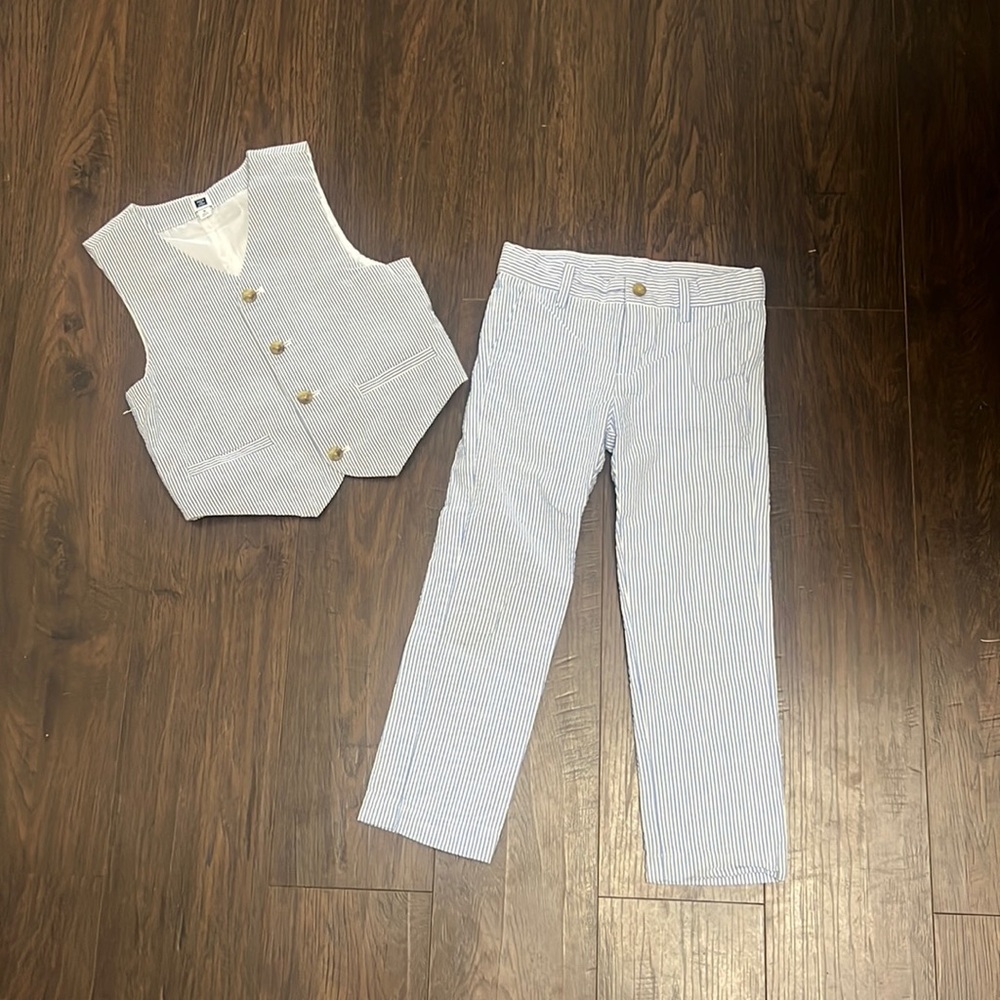 Easter outfit boys 5T Janie and Jack seersucker vest and dress pant